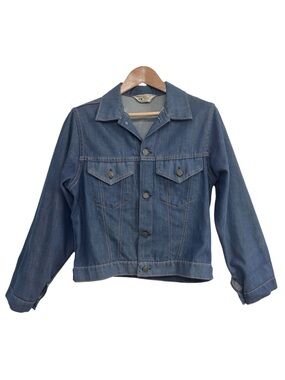 Vintage 1960s JC Penney Towncraft Prep Denim Jacket Blue Trucker Size 35 (Small)